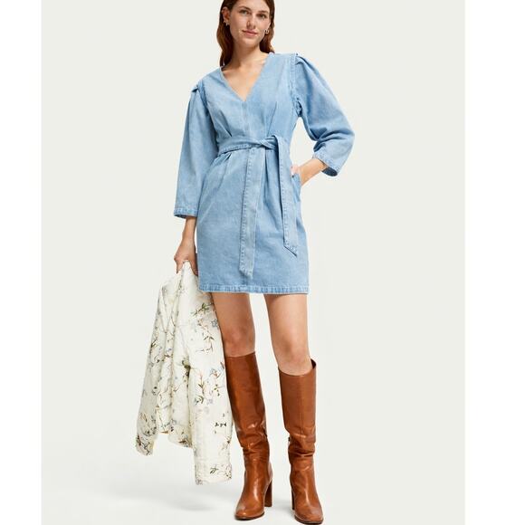 Scotch & Soda Dresses & Skirts - Scotch & Soda Denim Dress Belted XS Blue Mini Pockets NWT